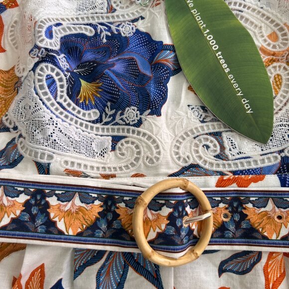 Farm Rio Yellow/Blue/White Lace Floral Romper size small NWT - Picture 5 of 15